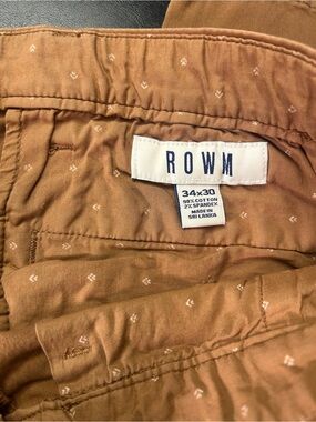 ROWM Men's Tan Stretch Chino Pants Size 34x30